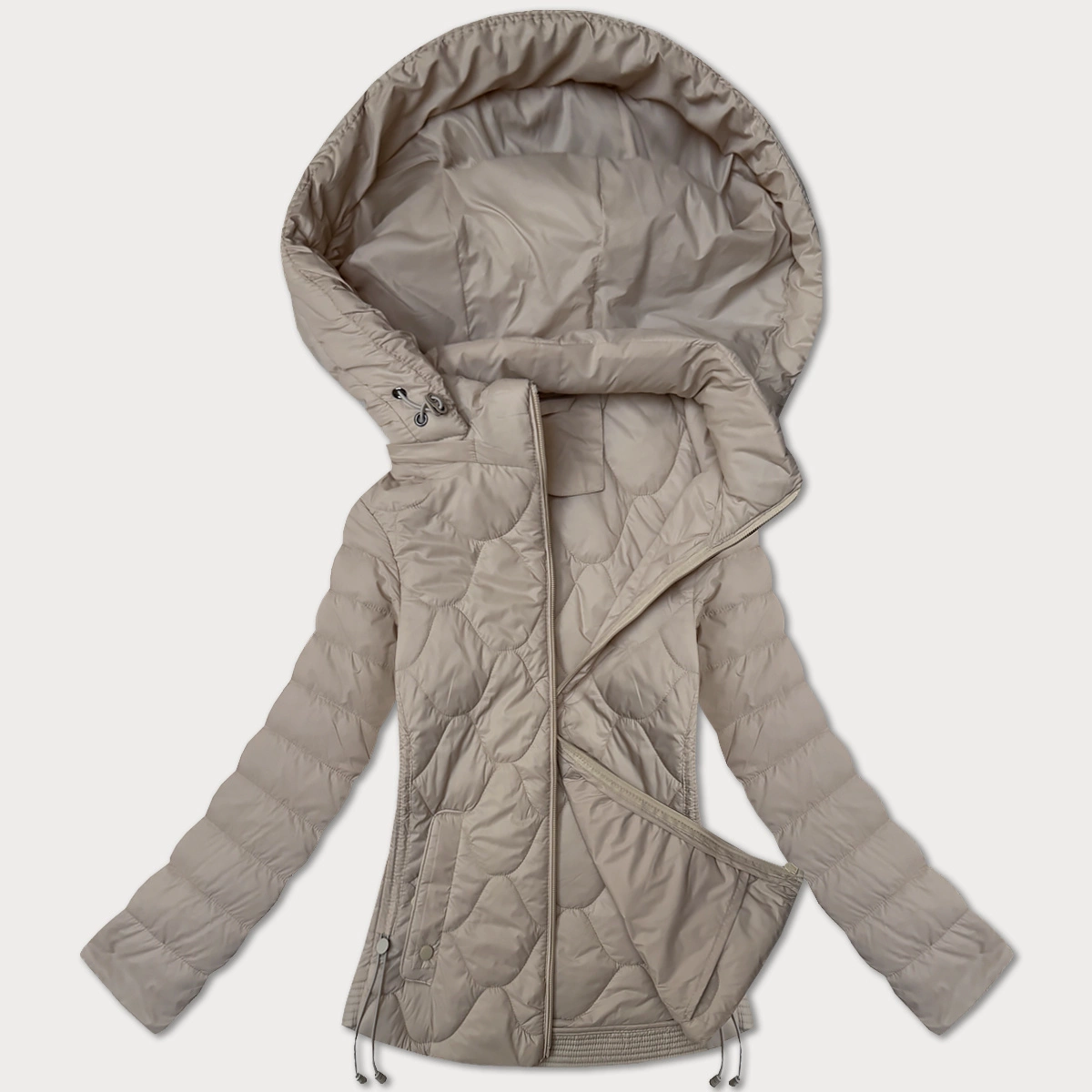 Pikowana krótka kurtka damska J Style beżowa (16M9239-62)