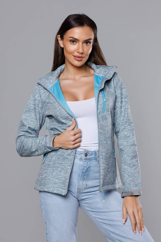 Damska kurtka sportowa typu softshell szaro-niebieska (DW-21605)