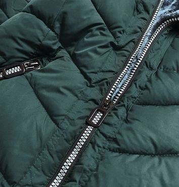 KURTKA ZIMOWA Z KAPTUREM NA FUTERKU ZIELONA (M21007)