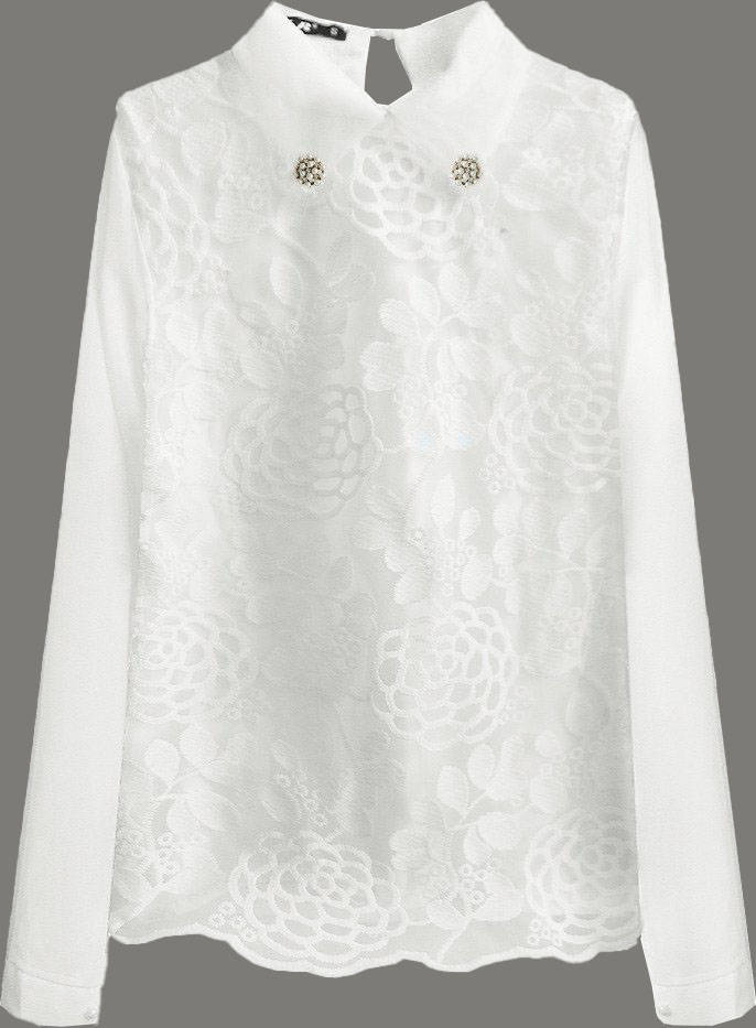 Elegancka bluzka z kołnierzykiem ecru (8521/1)