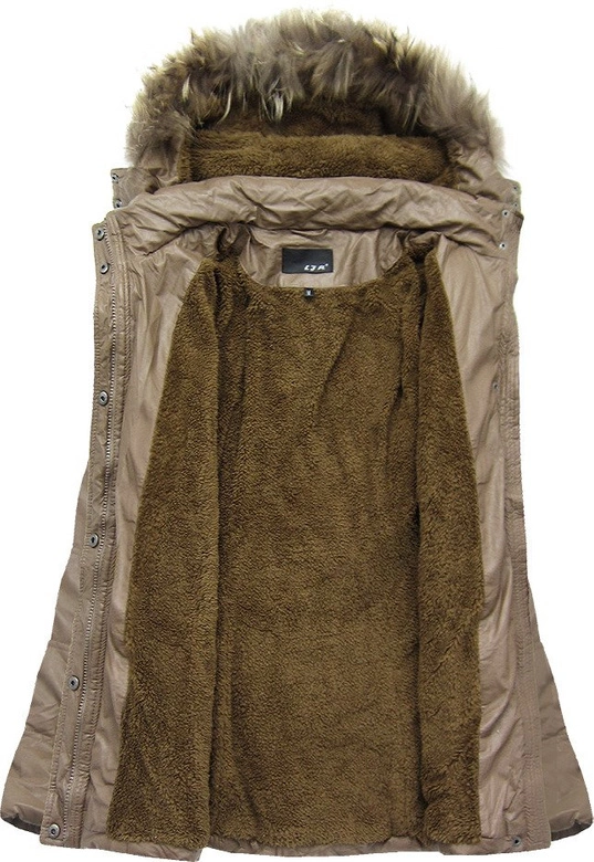 KURTKA Z EKOSKÓRY Z FUTERKIEM BRĄZOWA (X6005X)