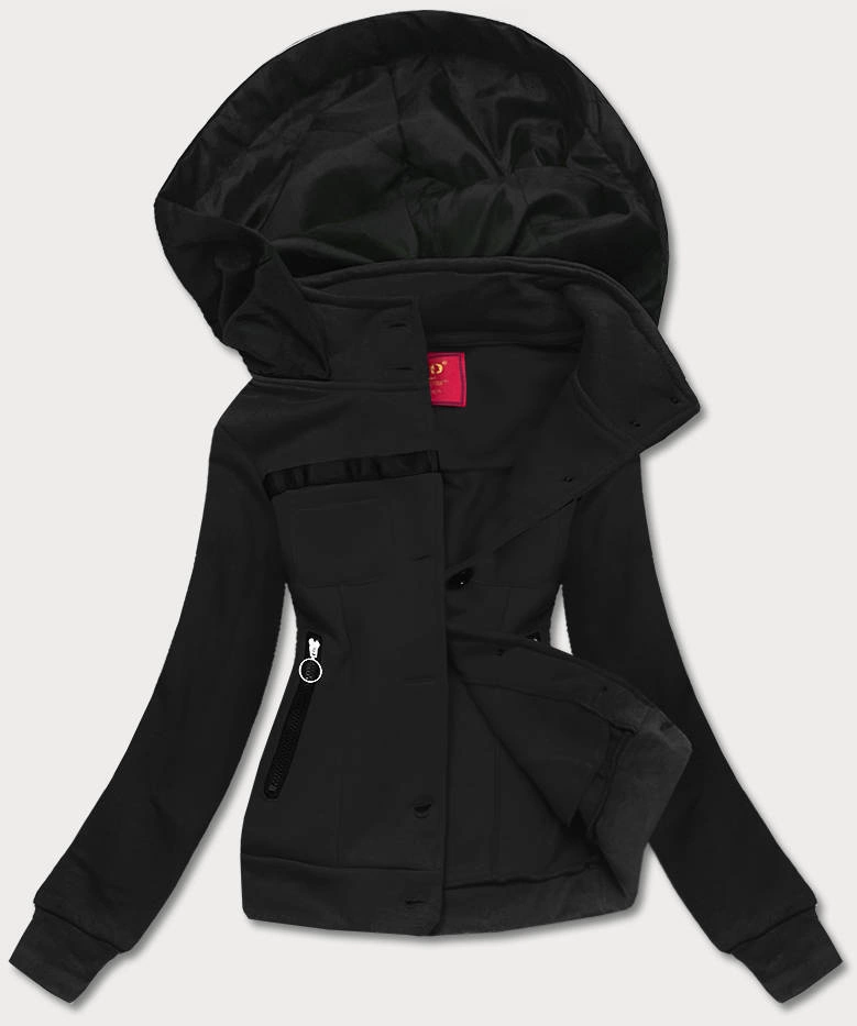 Krótka bluza rozpinana damska czarna (AMG-63)