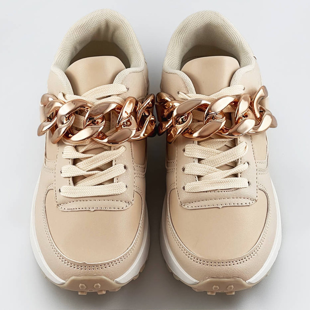 SNEAKERSY Z ŁAŃCUCHEM BEŻOWE (6368)