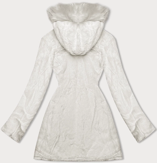 Dwustronna kurtka damska pikowana - futro ecru (H-897-11)