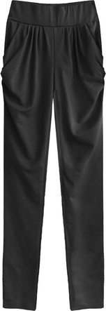 DŁUGIE SPODNIE Z MARSZCZENIAMI CZARNE (2220)