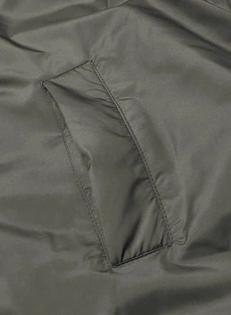 Długa kamizelka damska dwustronna czarna-khaki (B8137-1)