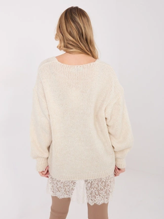 Damski sweter z domieszką moheru Goodlookin ecru (33681)