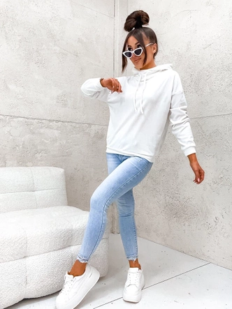 Welurowa bluza z kapturem ecru (8270)