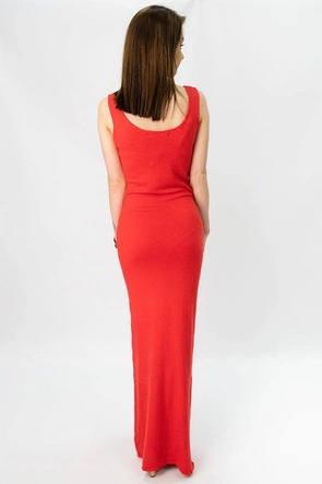 SUKIENKA MAXI Z PASKIEM CZERWONA (1548)