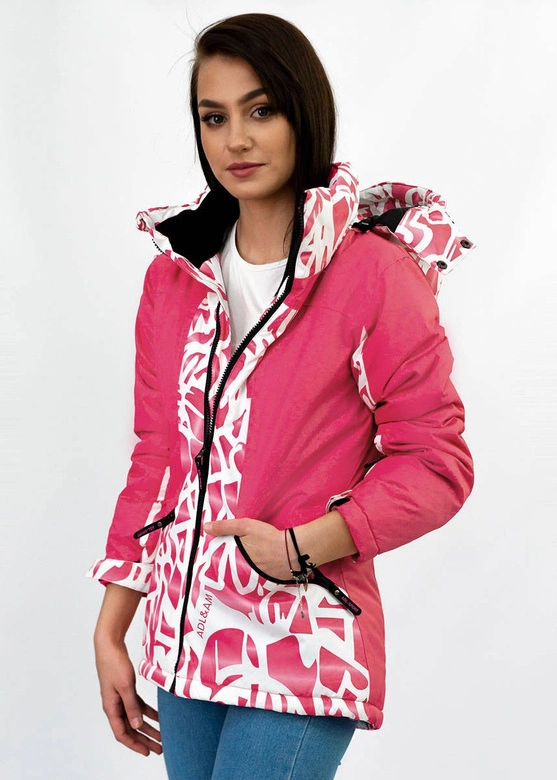 Damska kurtka zimowa narciarska z membraną różowa (w187)