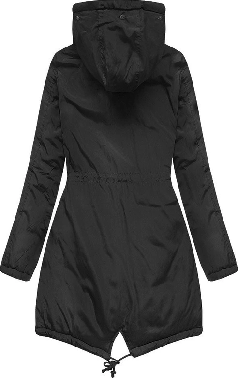 DWUSTRONNA DAMSKA PARKA ZIMOWA WELUROWA CZARNA (7911)