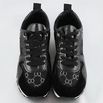 Damskie adidasy na podwyższonej podeszwie czarne (666-21)