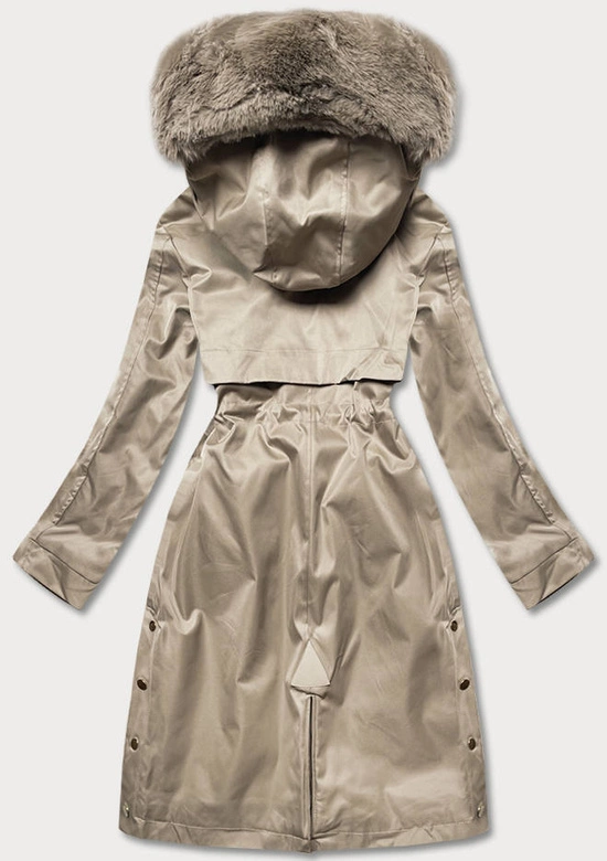 Zimowa kurtka damska na misiu beżowa (b537-46)