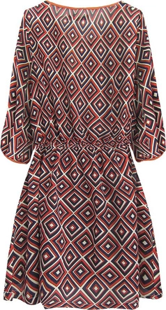 TUNIKA W GEOMETRYCZNE WZORY GRANATOWO-CEGLANA (6171)