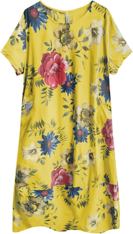 BAWEŁNIANA SUKIENKA OVERSIZE MUSZTARDOWA (341ART)