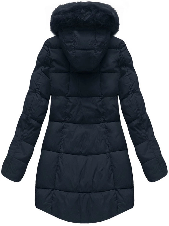 PIKOWANA KURTKA Z KAPTUREM GRANATOWA (7703)