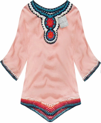 BLUZKA Z SZYDEŁKOWANYMI WSTAWKAMI RÓŻOWA (ART11)