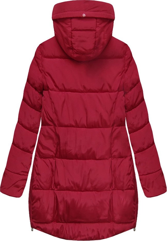PIKOWANA KURTKA Z KAPTUREM CZERWONA (859)