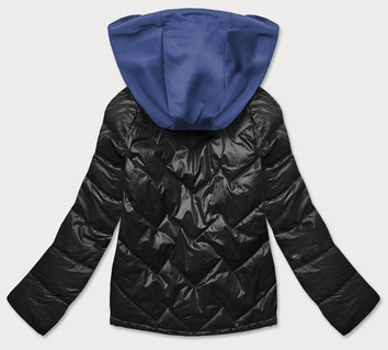 Kurtka damska z kapturem czarno/chabrowa (bh2003big)