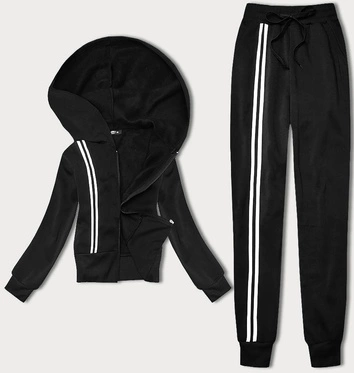 Dres damski z ozdobnymi pasami czarny-biały (KK0052)