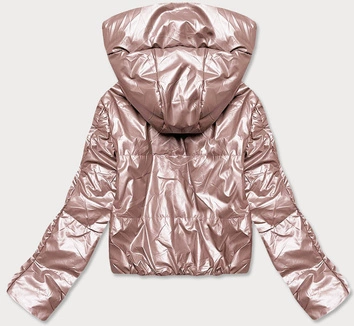 Krótka kurtka damska perłowy róż (B8138-51)