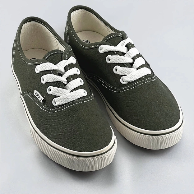 Sznurowane tenisówki damskie khaki (a8865)