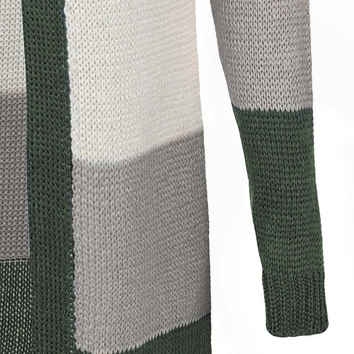 DŁUGI SWETER Z KAPTUREM KHAKI-SZARY (122ART)