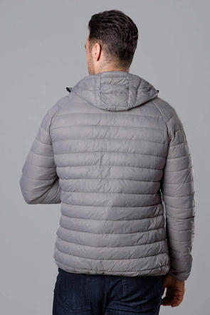 Pikowana kurtka męska z kapturem szara (HM112-3)