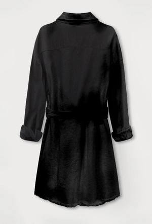 CIENKA JEANSOWA KURTKA DAMSKA Z PRZETARCIAMI CZARNA (581ART)