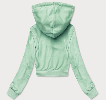 Krótka bluza dresowa z kapturem pistacjowa (8B939-39)