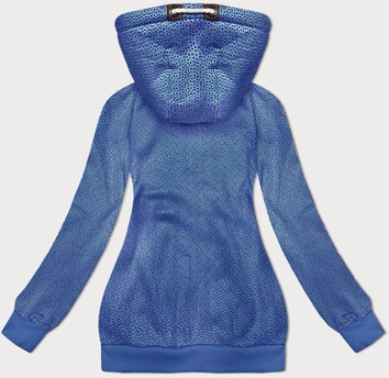 Rozpinana bluza z kapturem w drobne serduszka niebieska (2316)