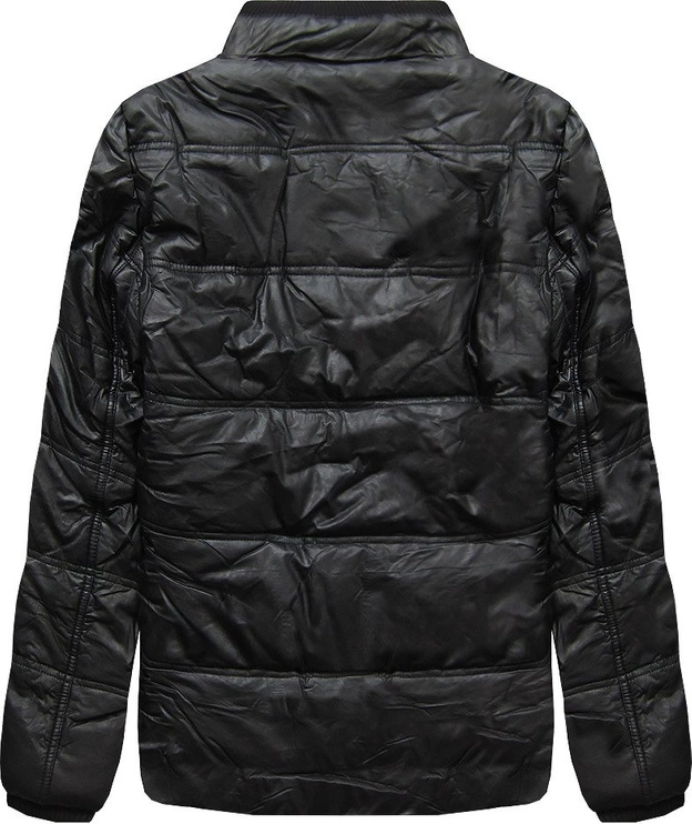 KURTKA ZIMOWA Z EKOSKÓRY CZARNA (51017)