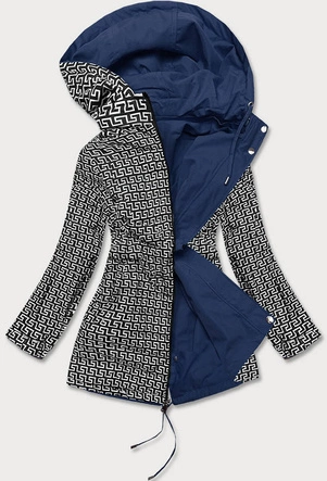 Parka damska 2w1 niebieski ciemny/biały (w702)