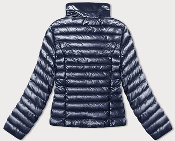 Pikowana kurtka damska ze stójką granatowa (16M9110-215)