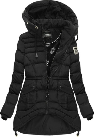 PIKOWANA KURTKA Z KAPTUREM CZARNA (W809)