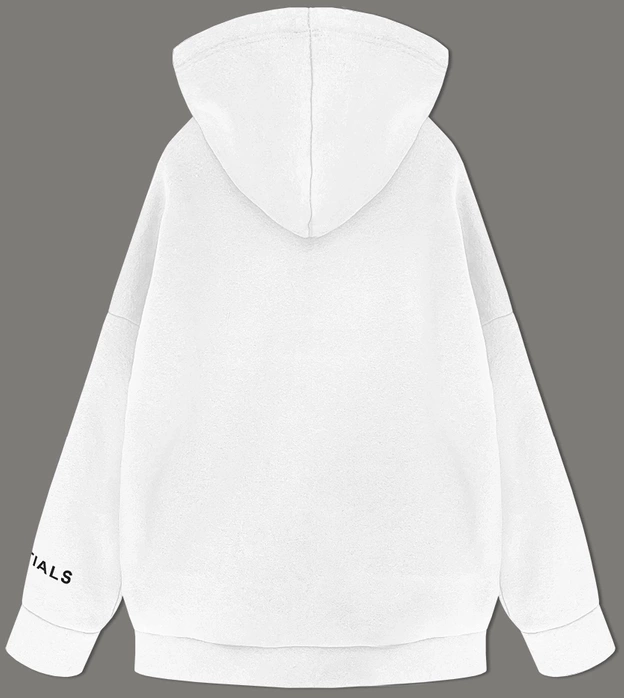 Gruba bluza damska kangurka biała (22936)