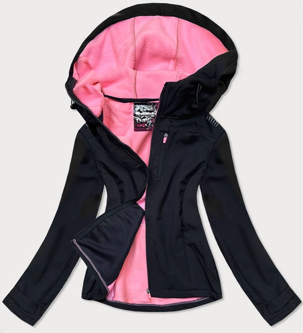 SPORTOWA KURTKA DAMSKA TYPU SOFTSHELL CZARNA/RÓŻ (KSW-6003)