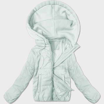 Krótka kurtka damska z dzianinowym kapturem J Style jasna pistacja (16M9236-176)