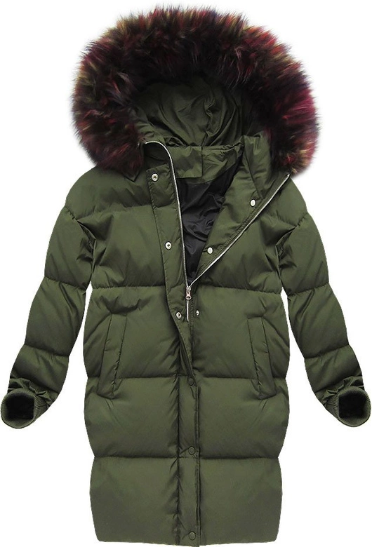 KURTKA OVERSIZE Z PUCHEM NATURALNYM KHAKI (7090)