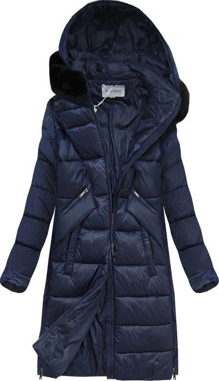 KURTKA Z ŁĄCZONYCH MATERIAŁÓW GRANATOWA (J19-011)