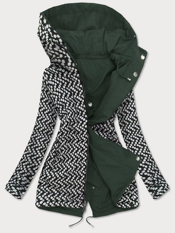 DWUSTRONNA KURTKA PARKA DAMSKA KHAKI/KROPKI (W662)