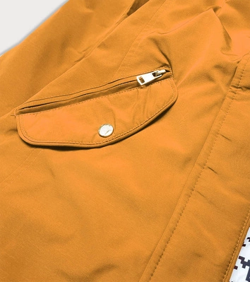 Dwustronna taliowana kurtka damska żółta-pepitka (m-163)