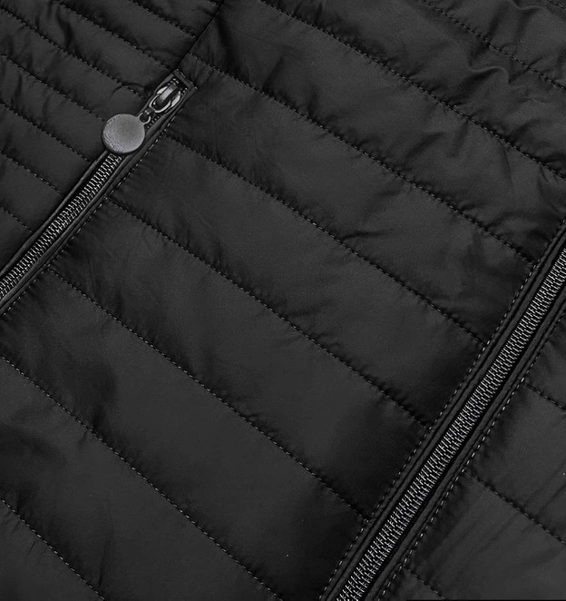 Kurtka damska z podszewką w kwiaty czarna (sf726)