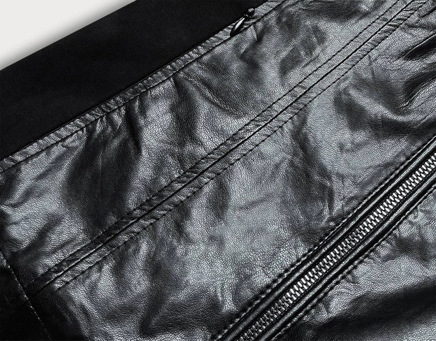 Taliowana kurtka damska z łączonych materiałów czarna (752art)