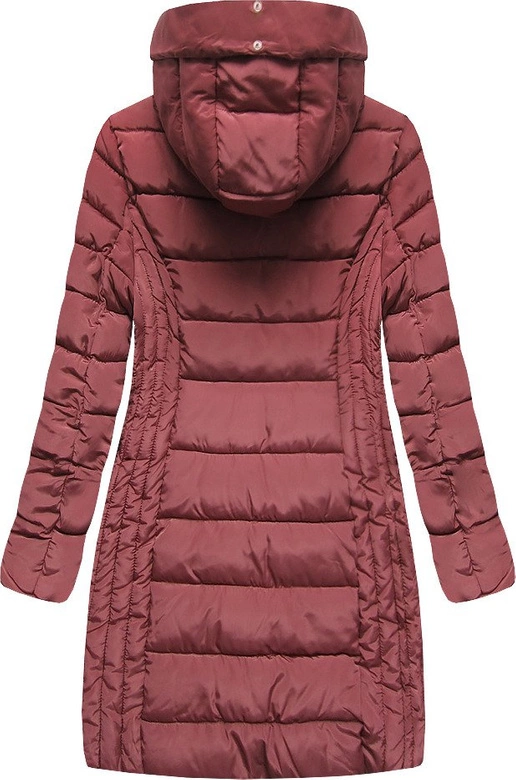 DŁUŻSZA PIKOWANA DAMSKA KURTKA ZIMOWA Z KAPTUREM RÓŻOWA (B2619-30)