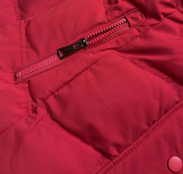 KRÓTKA ZIMOWA KURTKA Z KAPTUREM CZERWONA (16M9057-270)