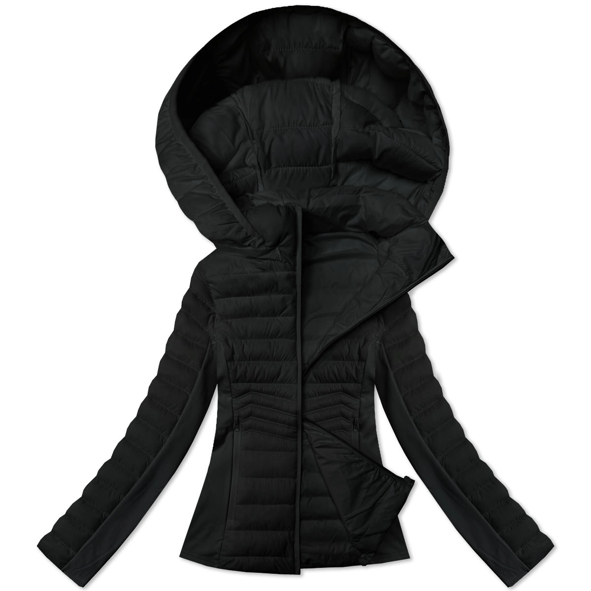 Kurtka damska z łączonych materiałów J Style czarna (16M9225-392)