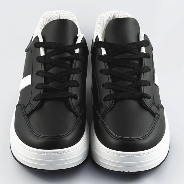 Sznurowane buty sportowe damskie czarno-białe (s070)