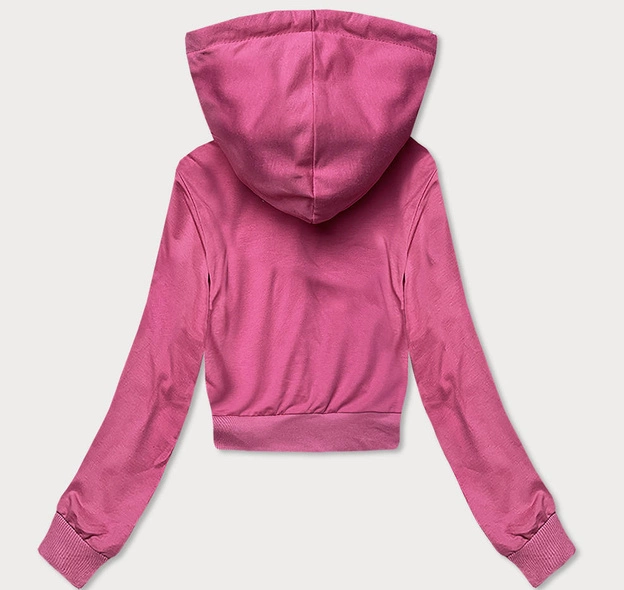 Krótka bluza dresowa z kapturem różowa (8B939-19)