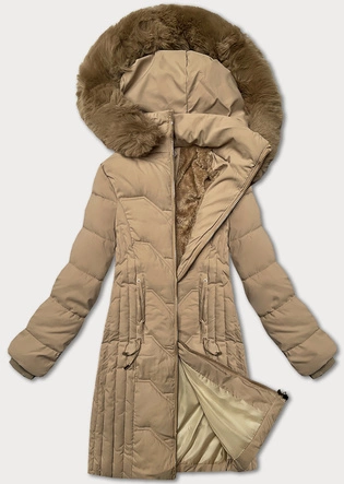 Kurtka zimowa z odpinanym kapturem beżowa S'west (R8199-46)